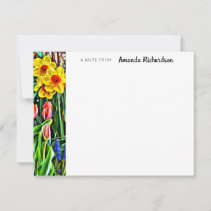 Correspondance Carte de note plat pour tulipe rose jonquille jaun