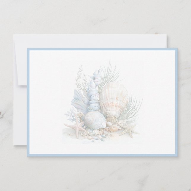 Correspondance Carte de note plate Coquillages (Devant)
