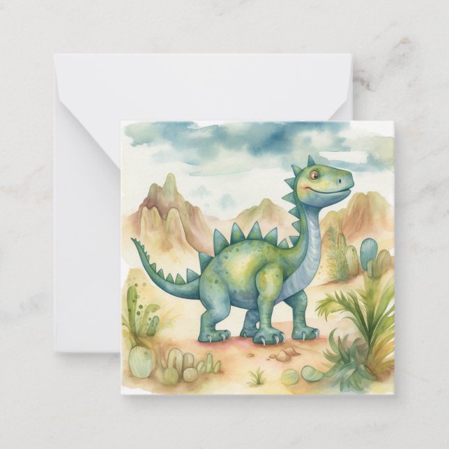 Correspondance Carte de note plate Cute Dinosaur Aquarelle Storyb (Devant)