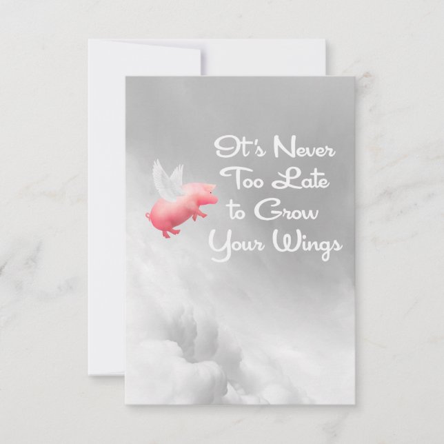 Correspondance Carte de note plate Flying Pig Grow Your Wings (Devant)