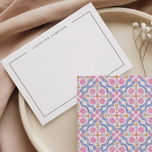 Correspondance Carte de note plate moderne simple florale rose (Créateur téléchargé)