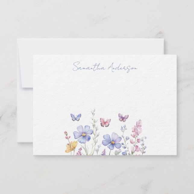 Correspondance Carte de note plate personnalisée Fleur de Wildflo (Devant)