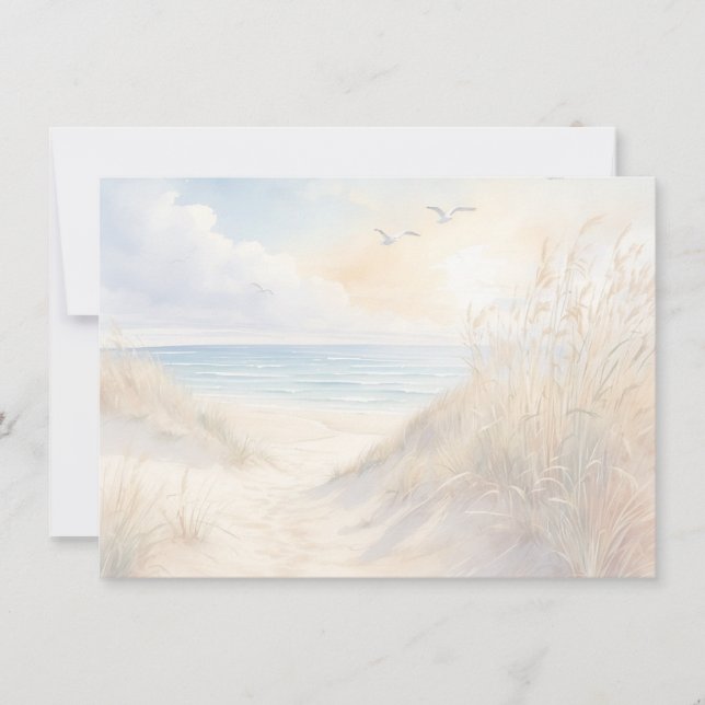 Correspondance Carte de note plate scène de plage (Devant)