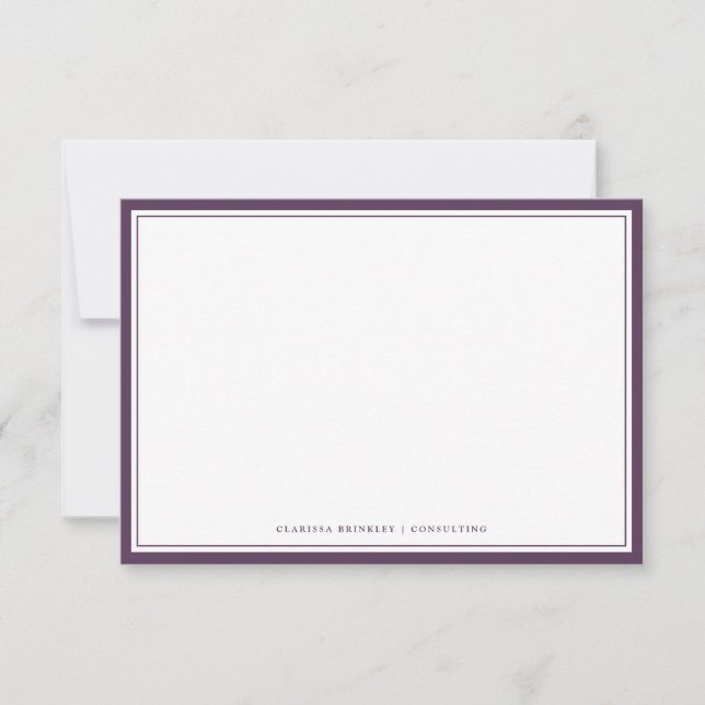 Correspondance Carte de note Plum Purple Plat Minimale (Devant)