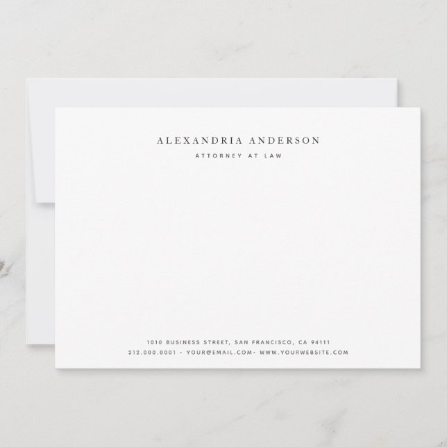 Correspondance Carte de note professionnelle minimaliste pour avo (Devant)