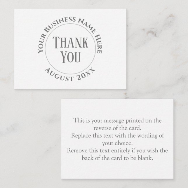 Correspondance Carte de note Remerciements de l'entreprise ou de  (Devant / Derrière)