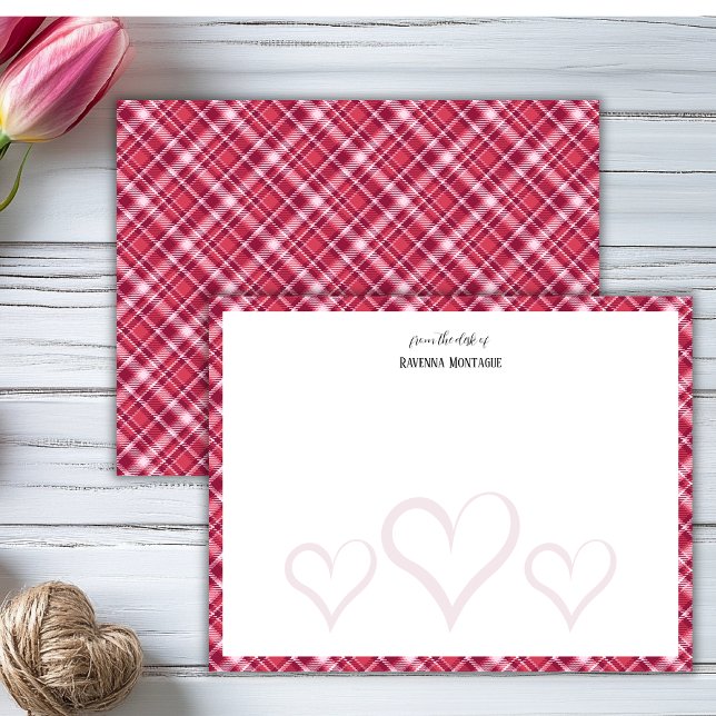 Correspondance Carte de note rétro Tartan cœurs transparents Bour (Créateur téléchargé)