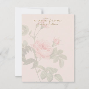 Correspondance Carte de note Rose Vintage rose pâle