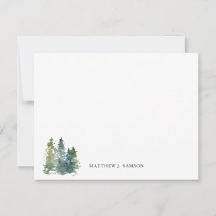 Correspondance Carte de note Rustic Watercolor Forest
