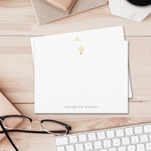 Correspondance Carte de note simple Christian Religion Gold Cross