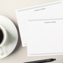 Carte de note simple noir blanc classique double l
