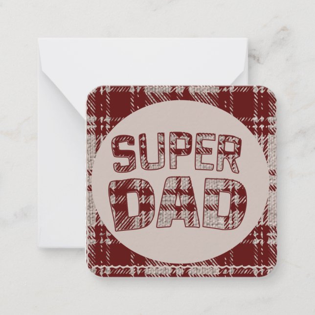 Correspondance Carte de note Super Papa à carreaux marron (Devant)