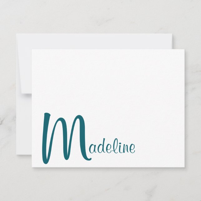 Correspondance Carte de note Turquoise foncée du script de nom de (Devant)