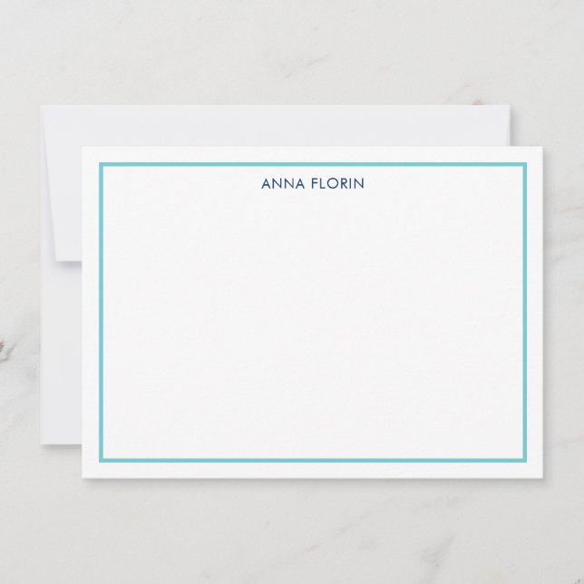 Correspondance Carte de note Turquoise frontière simple (Devant)