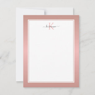 Correspondance Carte de notes chic et féminine au monogramme en o