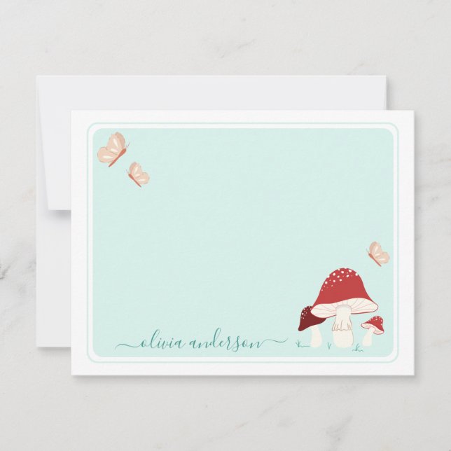 Correspondance Carte de notes de champignons et papillons magique (Devant)