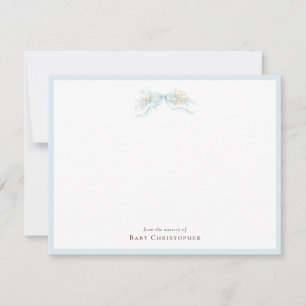 Correspondance Carte de notes de nursery à ruban bleu classique –