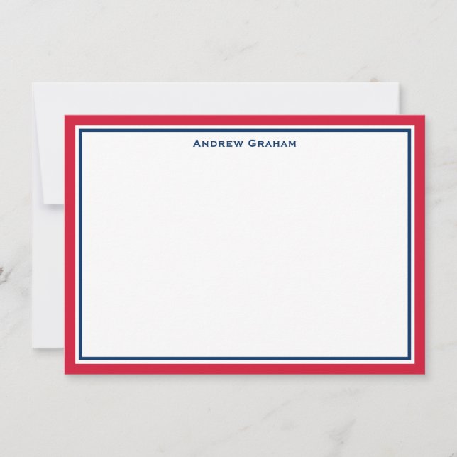 Correspondance Carte de notes frontalières rouge et marine (Devant)