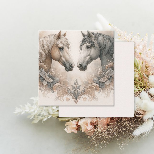 Correspondance Carte de notes Love for Horses (Love for Horses Note Card (front and back))