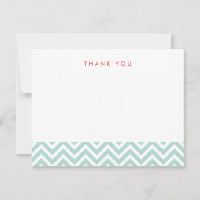 Correspondance Carte de notes Mint Simple Chevron Thank (Devant)