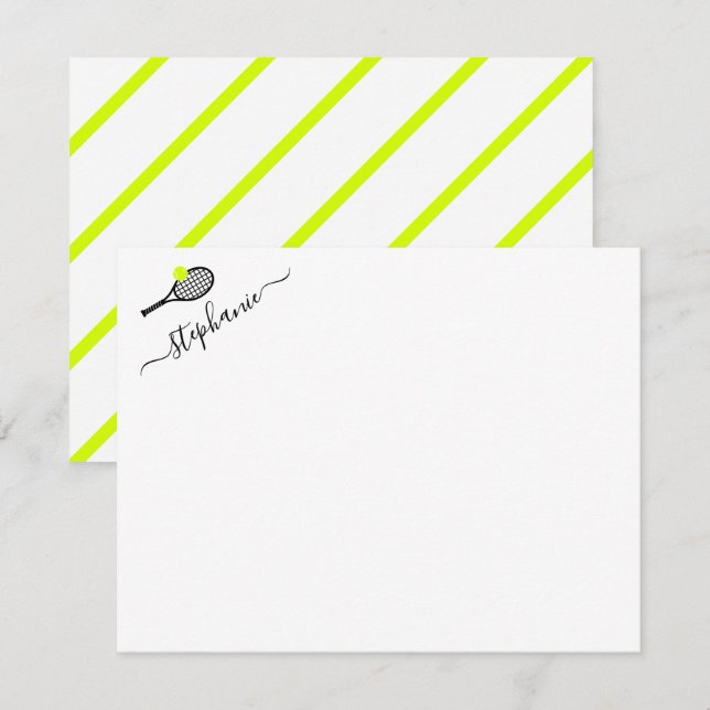 Correspondance Carte de notes personnalisée avec rayure de tennis (Devant / Derrière)