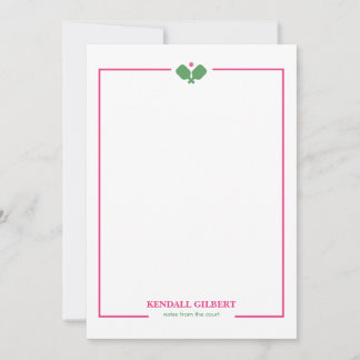 Correspondance Carte de notes personnalisée Pickleball | Vert Ros