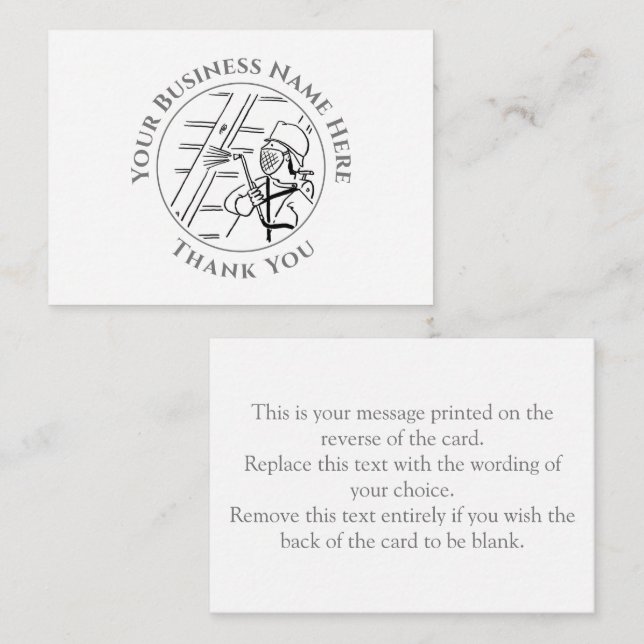 Correspondance Carte de notes pour le traitement du bois Merci (Devant / Derrière)