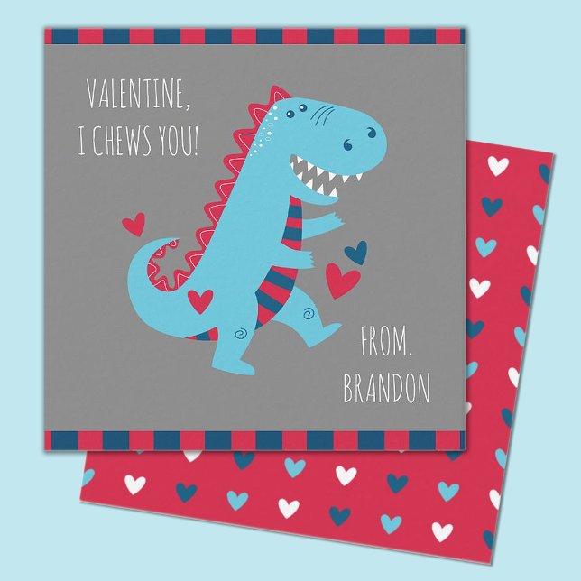 Correspondance Carte de notes pour les valentines de salle de cla (Cute mini 2.5x2.5" dinosaur valentine, perfect for a kids classroom exchange)