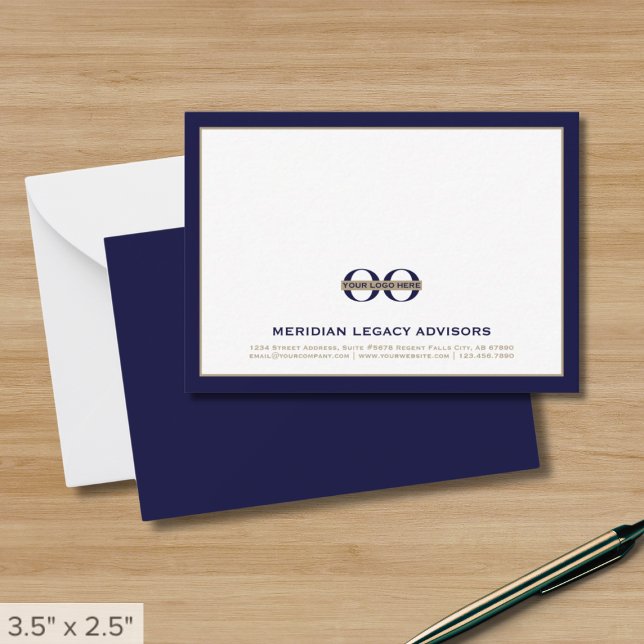 Correspondance Carte de notes professionnelles bleu et or Marine  (Créateur téléchargé)