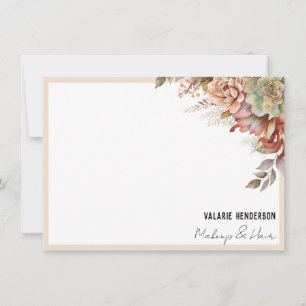 Correspondance Carte de notes professionnelles Boho Cactus Aquare
