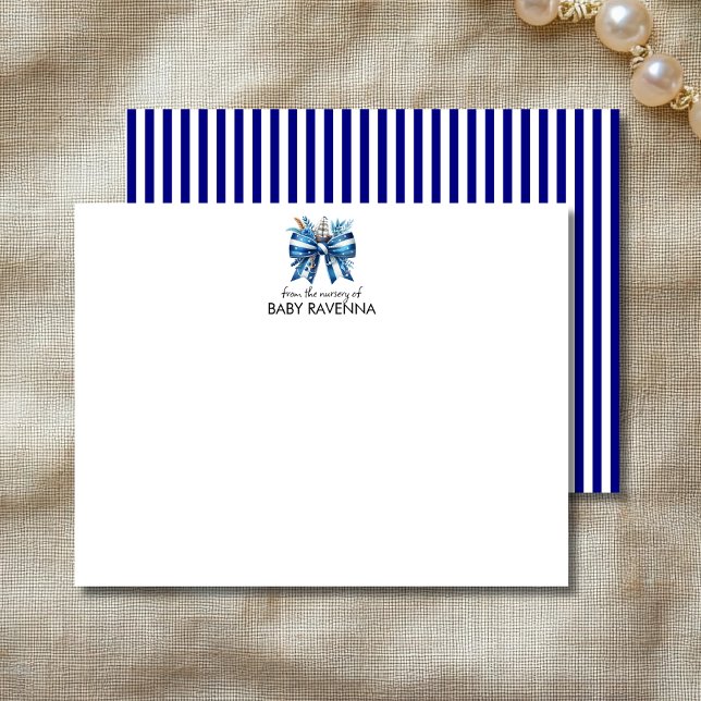 Correspondance Carte de notes tendance rayée marine pour nurserie (Créateur téléchargé)