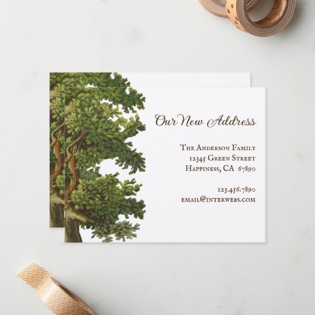 Correspondance Carte de nouvelle adresse de l'arbre de chêne Vint (Devant/Arrière en situation)