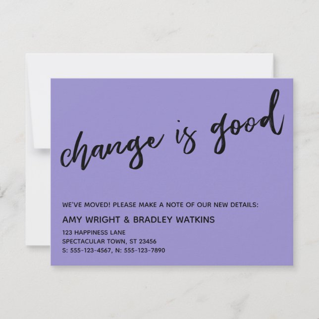 Correspondance Carte de Nouvelle Adresse Violet Clair Changement  (Devant)