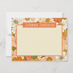 Correspondance Carte de papeterie horizontale rétro Orange Floral