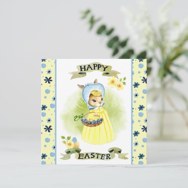 Correspondance Carte de Pâques mignonne à l'ancienne avec un lapi (Debout devant)