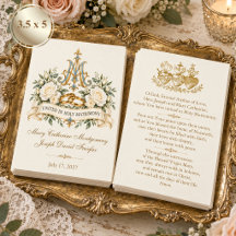 Carte de prière de mariage catholique avec monogra