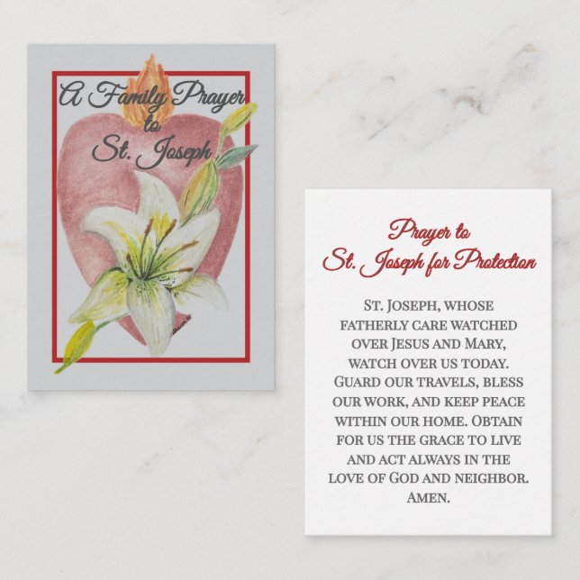 Correspondance Carte de prière familiale de Saint-Joseph | Maison (Devant / Derrière)