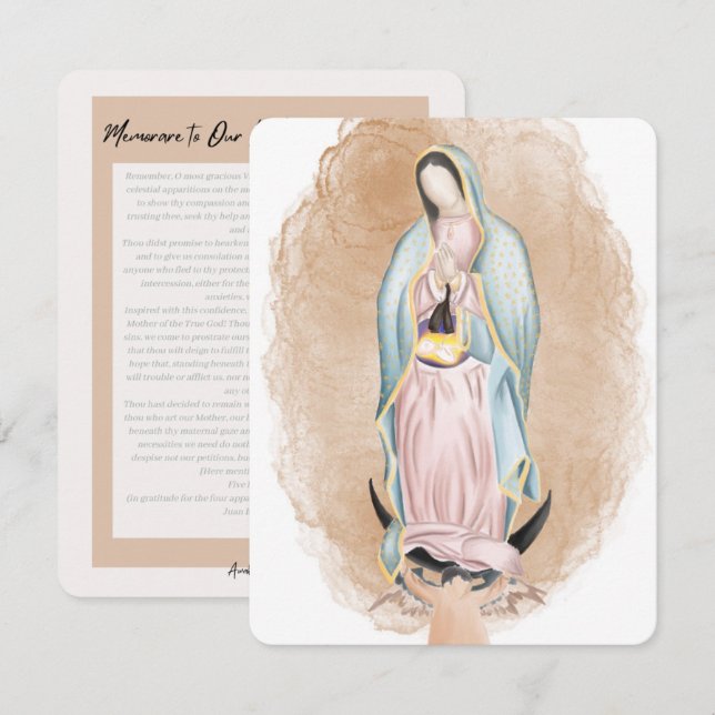Correspondance Carte de prière Notre Dame de Guadalupe - 10 pack (Devant / Derrière)