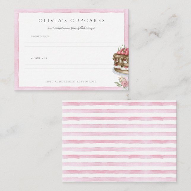 Correspondance Carte de recette de fête d'anniversaire de cuisson (Devant / Derrière)