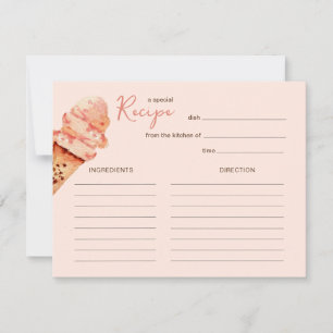 Correspondance Carte de recette de fête de glace rose mignonne
