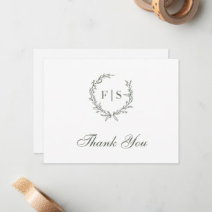 Correspondance Carte de remerciement avec monogramme et couronne