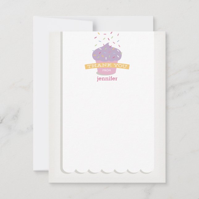 Correspondance Carte de remerciement avec pépites pour Cupcake (Devant)