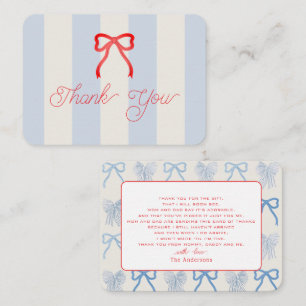 Correspondance Carte de remerciement Baby Shower Ruban Rouge et R