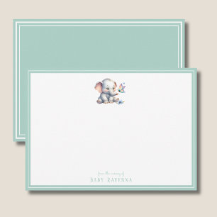 Correspondance Carte de remerciement de baby shower éléphant aqua