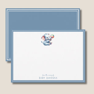 Correspondance Carte de remerciement de baby shower éléphant aqua
