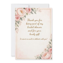 Carte de remerciement de fiançailles florale rose 