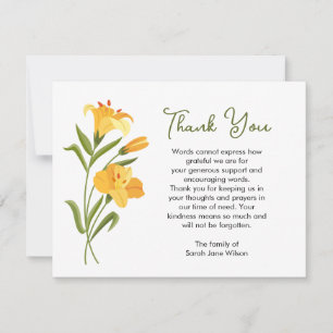 Correspondance Carte de remerciement de funérailles Orange Lily