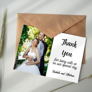 Correspondance Carte de remerciement de mariage photo typographie
