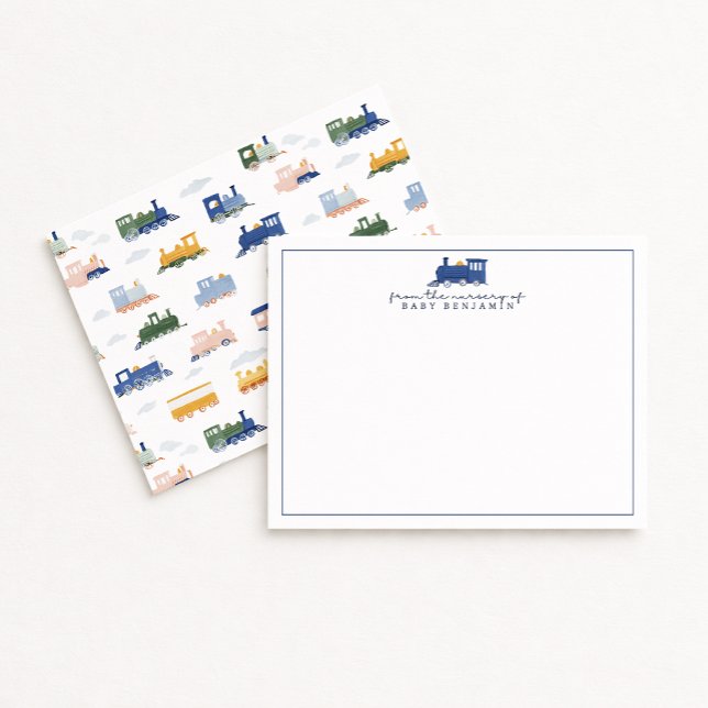 Correspondance Carte de remerciement de nursery Train Bleu (Créateur téléchargé)