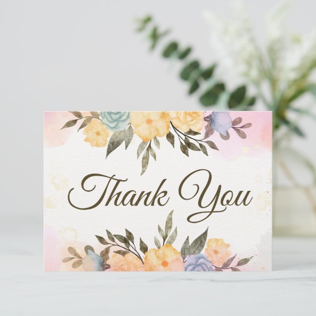 Correspondance Carte de remerciement florale simple (Debout devant)